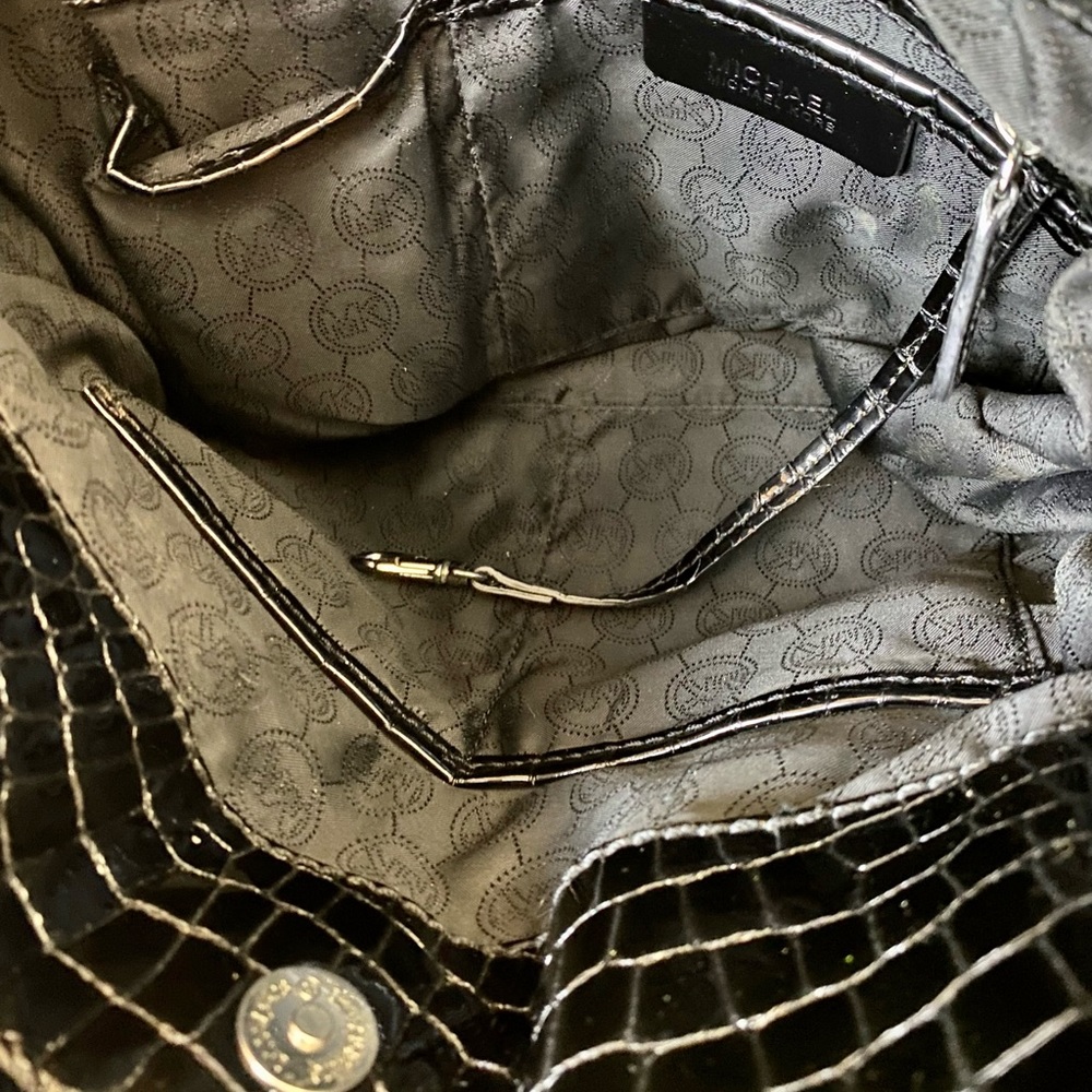Michael Kors Black Embossed Snakeskin Leather Tote - Picture 10 of 15